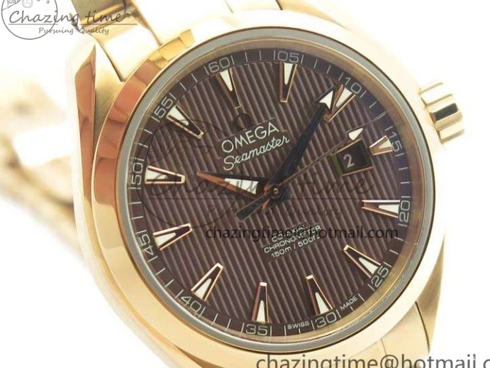 0418 Bright Aqua Terra Ladies 35mm RG V6F Best Edition Brown Dial On RG Bracelet A 8101